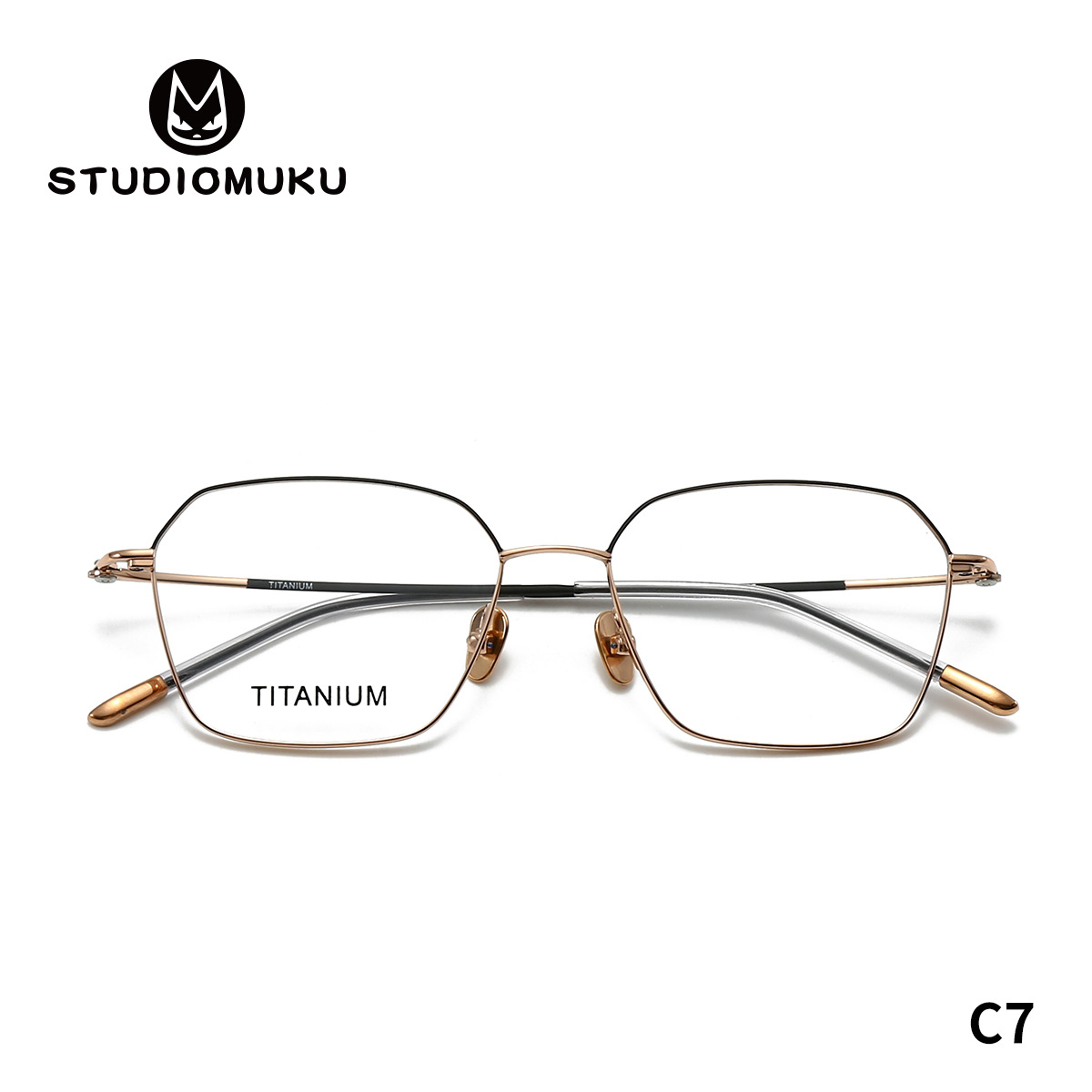 Gafas de madera STUDIOMUKU, buenas para la suerte, monturas de gafas poligonales, monturas de gafas simples ultraligeras