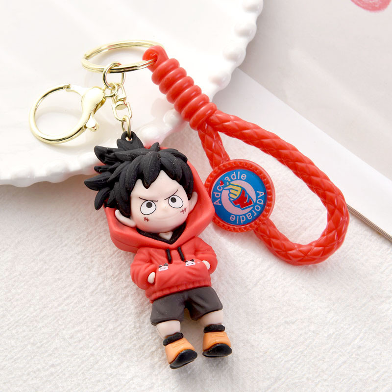 ワンピースの編み込みキーホルダー ルフィ エース バッグチャーム キーホルダー 人形 アニメ ホリデーギフト|undefined