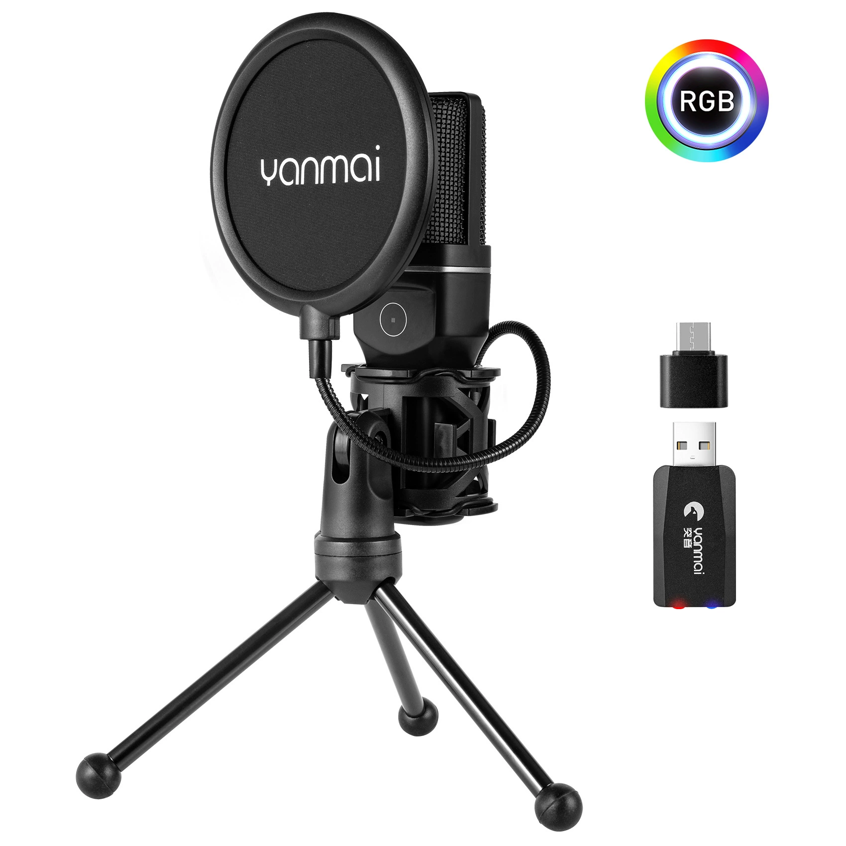 Беспроводной ударопрочный микрофон SF-777W для мобильных игр, USB/2.4G, RGB, 8 ч работы