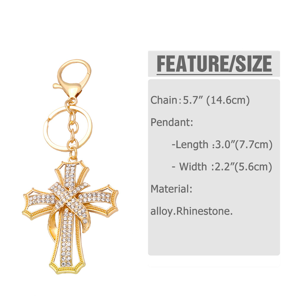 Fashion Solid Color Pendant Cross Inlaid Rhinestone Alloy Key Chain display picture 1