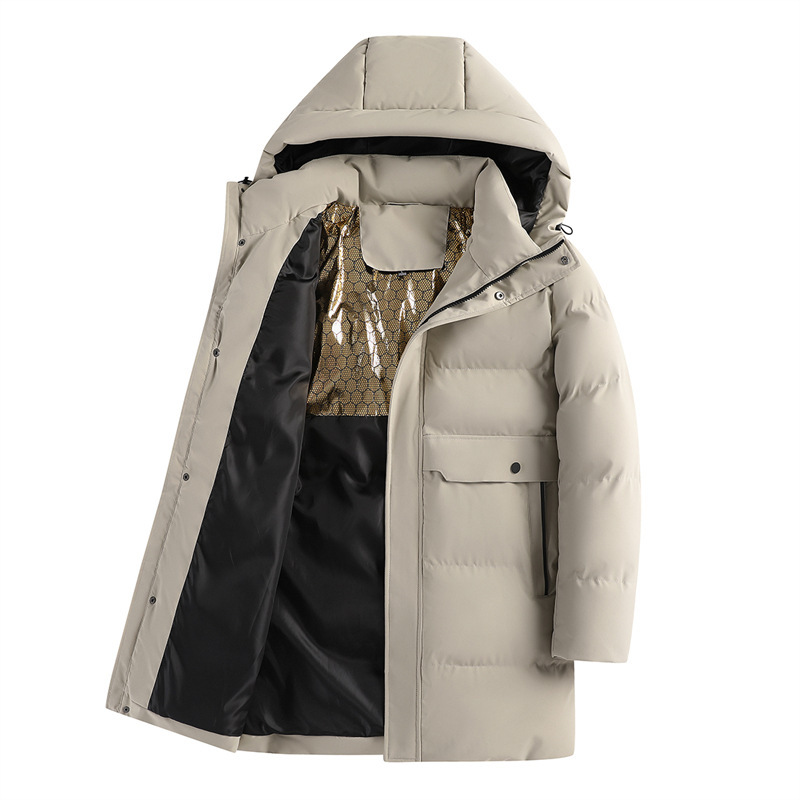 Men's Black Gold Graphene Thickened Mid-length Cotton-padded 2024 Winter Men's Wear Middle-aged Men's Warm Cotton-padded Jacket