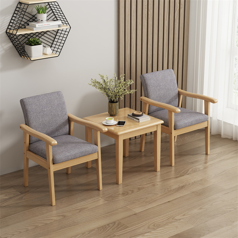 Madera maciza nórdica solo sofá silla respaldo balcón mesa de té silla casa ocio Oficina silla combinación traje