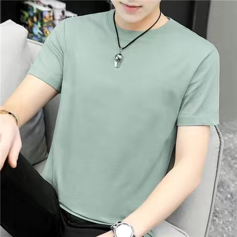 Camiseta de manga corta de los hombres camisa de fondo de media manga suelta de los hombres cuello redondo versátil camiseta pareja juvenil mismo estilo puesto de suministro