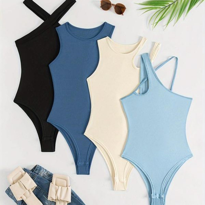 C2003 Dropshipping Aliexpress Cross-Border New Body Shaping Jumpsuit Women's Solid Color Casual Sleeveless