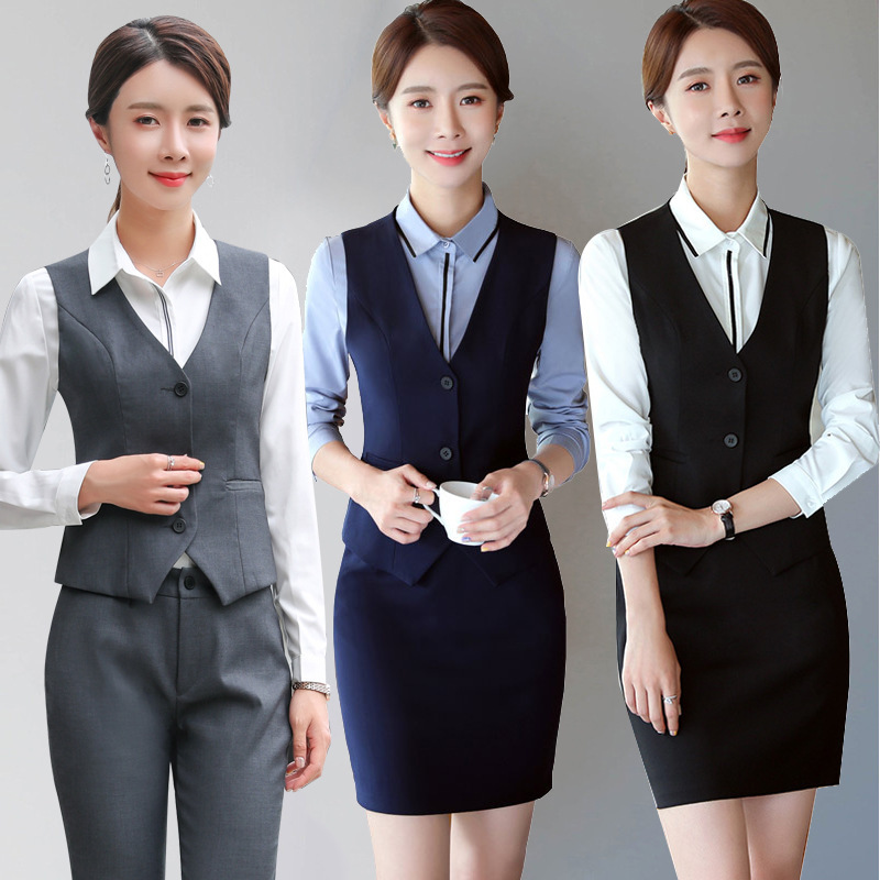 Occupation Vest suit 2019 new pattern fashion Self cultivation have cash less than that is registered in the accounts Black waistcoat hotel Reception vest work clothes