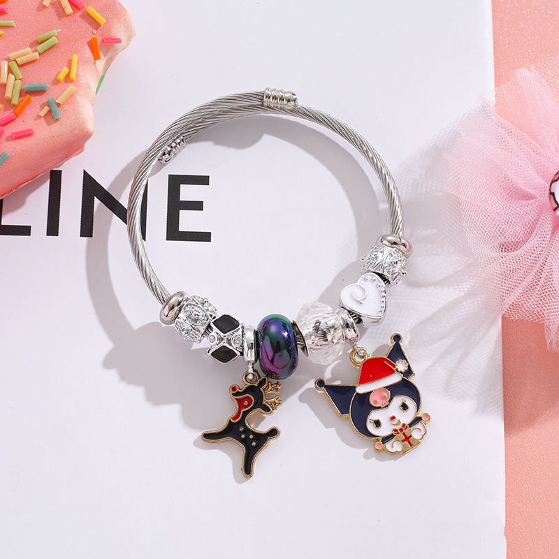 pandora cartoon christmas bracelet female girlfriends bracelet student cute hello kitty cinnamoroll babycinnamoroll pendant bracelet Specification drawing