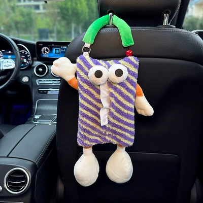 Car tissue box hanging cartoon Car tissue box/set - purple-striped-monster-paper-bag