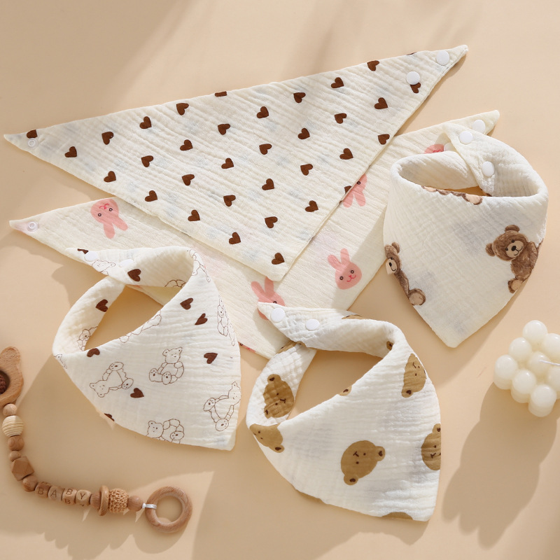 Toallas de saliva para bebés de cuatro capas de tela de crimpos de dibujos animados buckle buckle toallas de triángulo para bebés delantal recién nacido