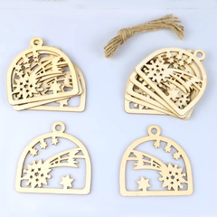 Wooden Christmas hole bell tree snowflake hanging on the Christmas tree craft small ornament decoration 10pcs per pack