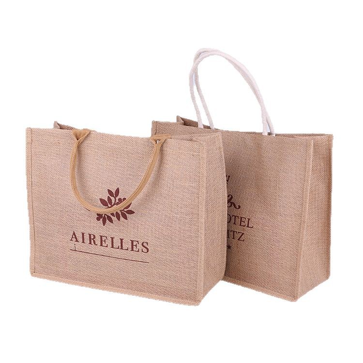 Suministro directo de fábrica de bolsas de algodón y lino, bolsas de compras de lino acolchadas personalizadas, bolsos de lino de yute personalizados