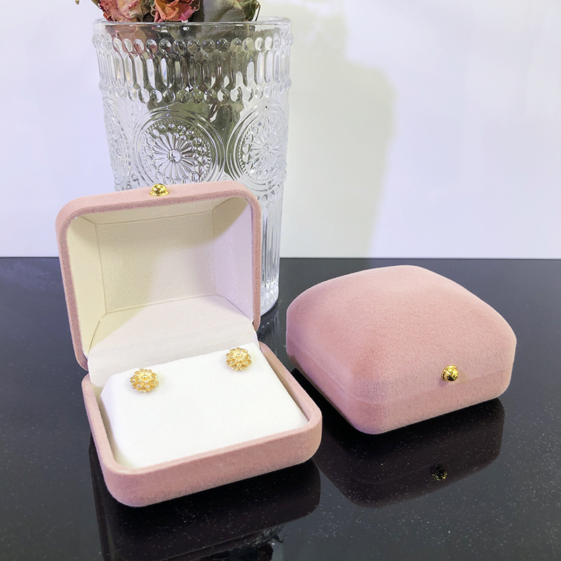 植毛ゴールドバックルフリップトップジュエリーボックスリングイヤリング収納ボックスペンダントネックレスジュエリーボックス翡翠ジュエリー包装箱|undefined