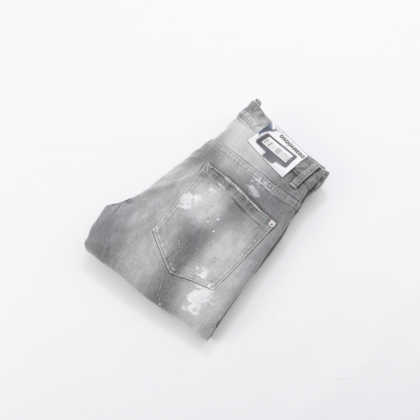 2022 otoño y el invierno gris stretch washed ripped flaco discoteca moda recta D2 Vaqueros pantalones de los hombres