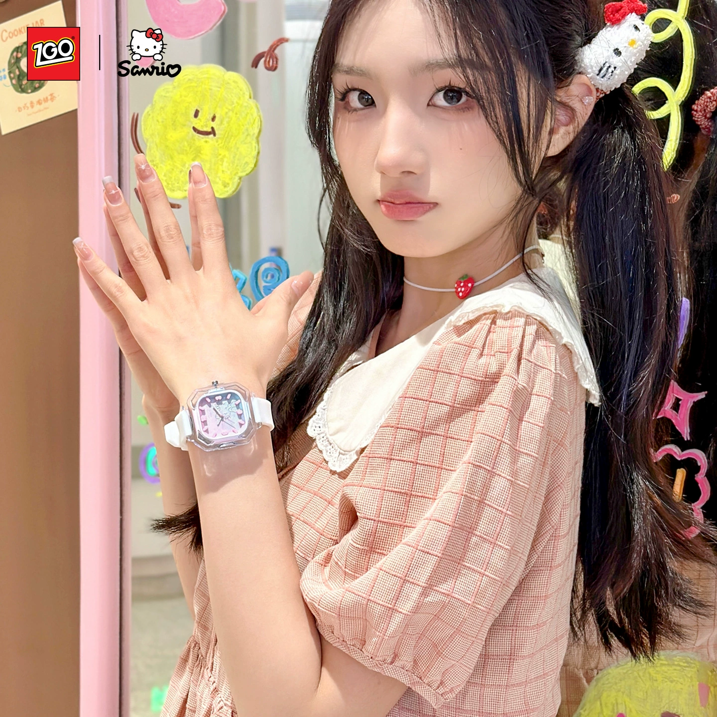 Оригинальные часы Hello Kitty, часы Hello Kitty, Санрио, мужские часы, водостойковые кварцевые квадратные часы