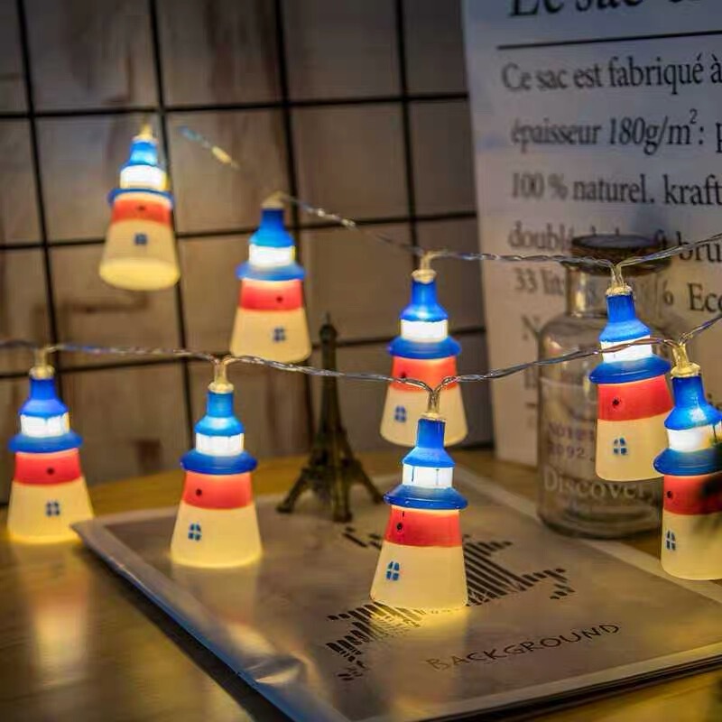 Cross-border New Small Lighthouse Light String Navy Wind Christmas Home Holiday Set Decorative Lantern Internet Celebrity ins Wind Cross-border New Small Lighthouse Light String Navy Wind Christmas Home Holiday Set Decorative Lantern Internet Celebrity ins Wind