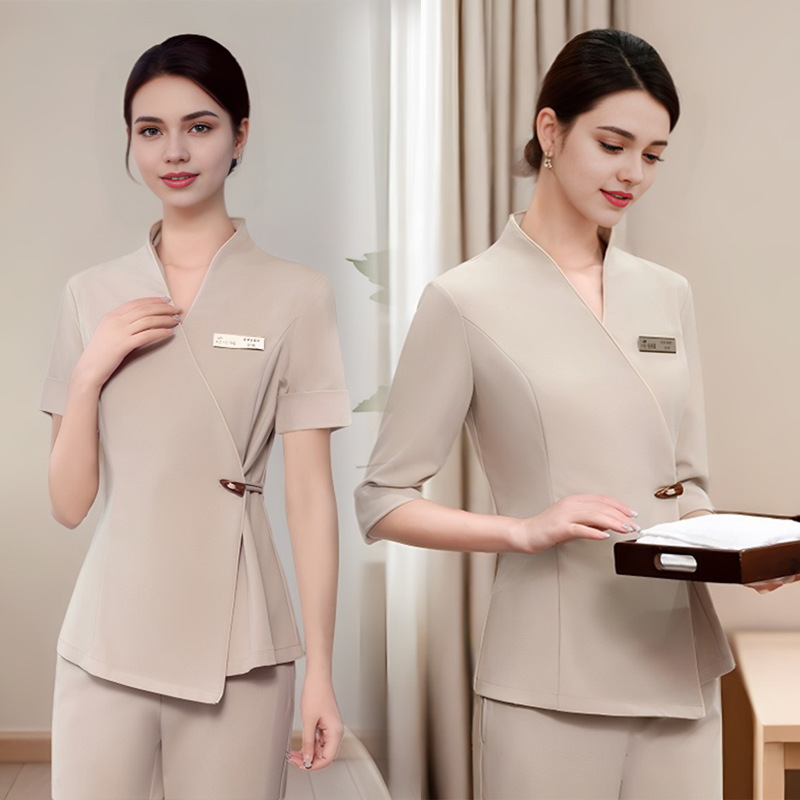 Foot Bath Technician Work Clothes for Women, Classy Beauty Salon Health Center Elegant Suit Work Clothes, Ear Picking and Foot Massage Work Clothes