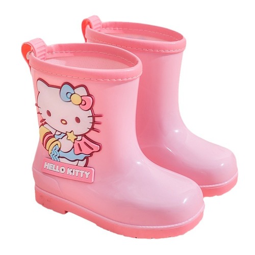 卡通hello kitty夏季新款儿童雨靴中筒户外防水鞋四季女宝宝雨靴
