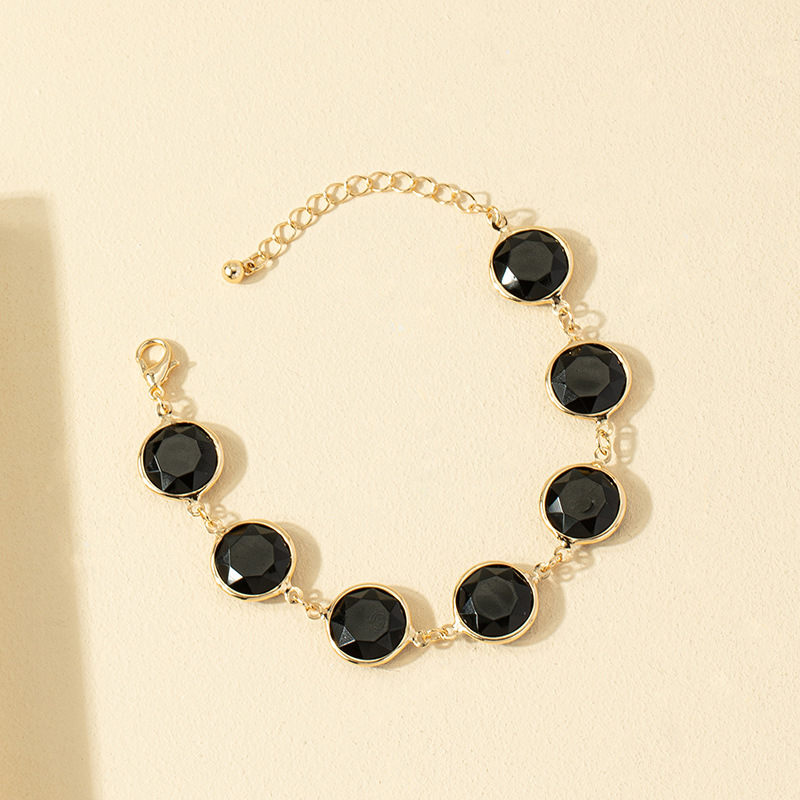 Simple Geometric Round Handmade Black Gem Bracelet display picture 1