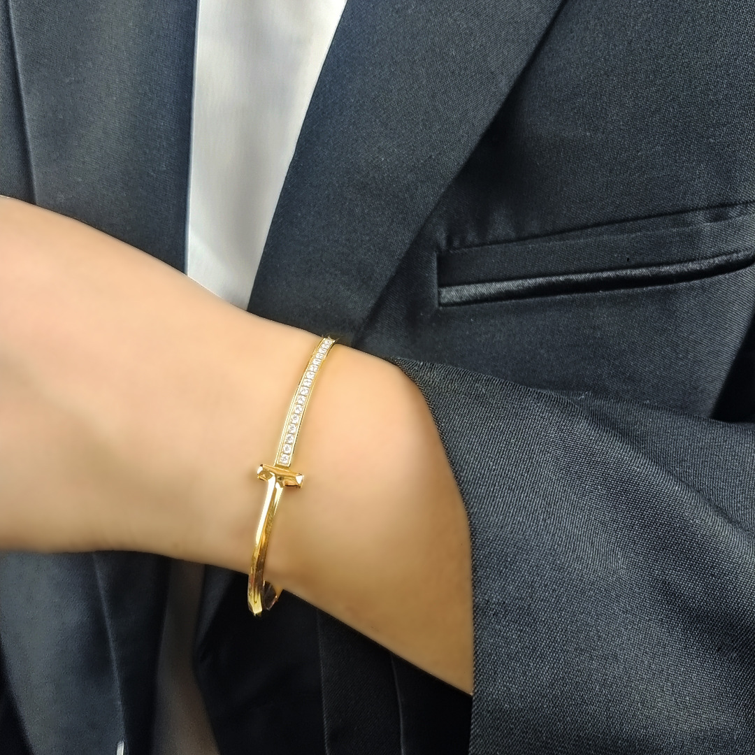 Simple Style Leaf Snake Butterfly Stainless Steel Plating Shell Zircon Bangle 1 Piece