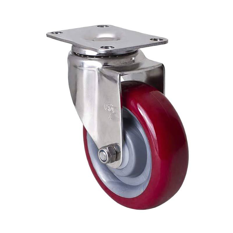 Rueda Giratoria Mediana de Acero Inoxidable 3 4 5 Pulgadas Modelo S54-85 de PU con Freno para Laboratorio y Alimentos