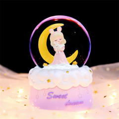 Qixi Festival gifts moon sleeping girl dreamy lights snowflake crystal ball music music box wholesale