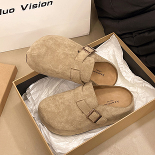 Birkenth Shoes Women's 2025 Autumn and Winter New Outfit Retro Slippers Small Thick Bottom Casual Slip-on Women's Slippers