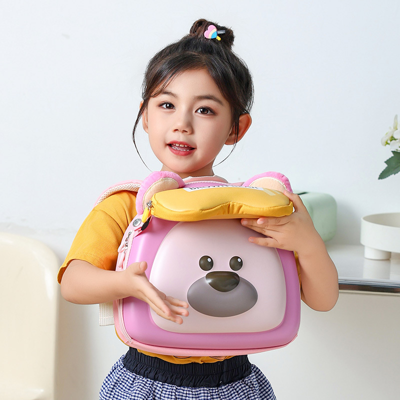 Jardín de infantes bolsas escolares para niños mayores, caricaturas lindas, osos, mochila para niños, mochila para niños con cáscara de huevo.