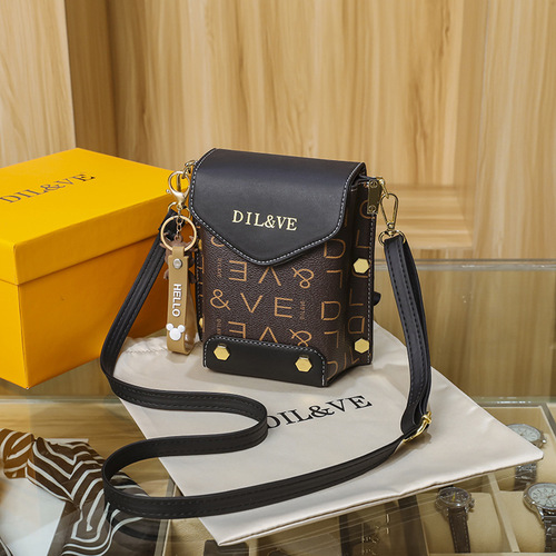 HONG KONG DILVE Brand New Small Square Crossbody Printable Shoulder Casual Fashion Mini Phone Bag Women's Bag
