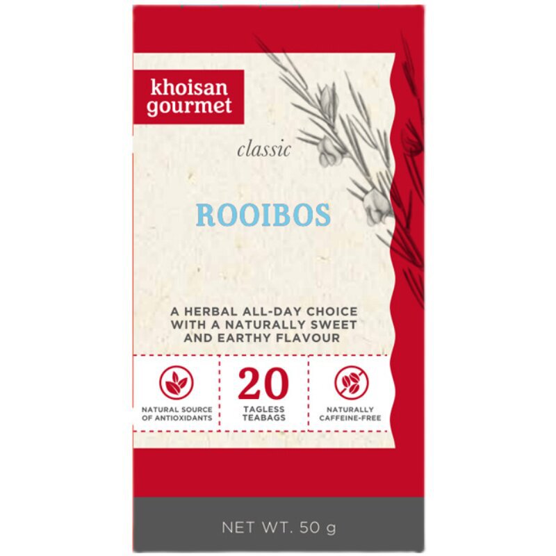 Khoisan South African Imported Rooibos Tea 50g/box Rooibos Herbal Tea for Hot and Cold Brewing Tea Bags