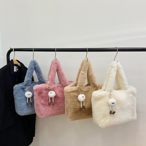Plush Women's Single Strap Bag Cute Teenager Daily Commute High-end Plush Handheld Tote Bag Fluffy Bag