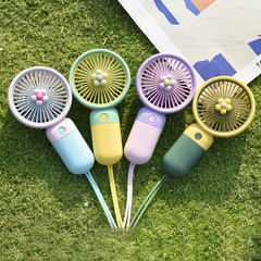 New summer flower mini handheld fan small fresh portable lanyard fan printed LOGO electric fan