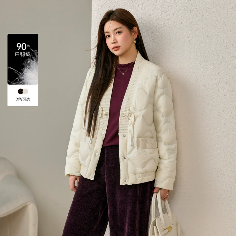 [90% утка бархат] Fuck Show большой размер женская ретро-пряжка темперамент V-образный модный пуховик толстый мм зимний новый