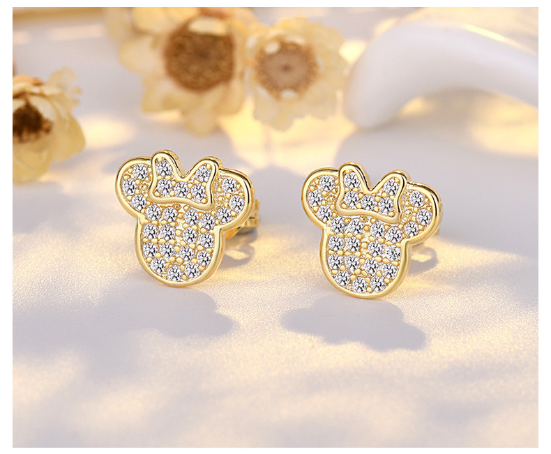 Cartoon Style Cartoon Character Copper Inlay Zircon Ear Studs 1 Pair display picture 2