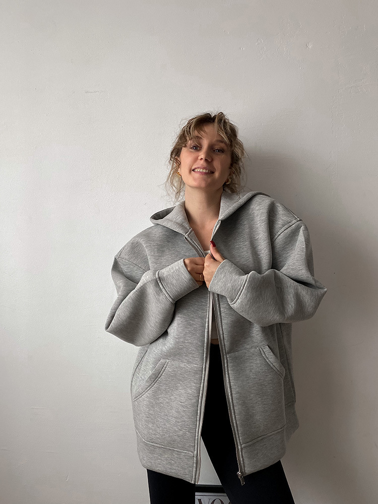 Women's Clothing autumn and winter hooded long sleeved jacket zipper basic jacket new women's casual sweatshirt_voghion.com