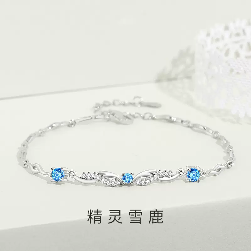 魔天轮原创精灵鹿角手链女S925纯银一鹿有你高级感锆石手饰品批发