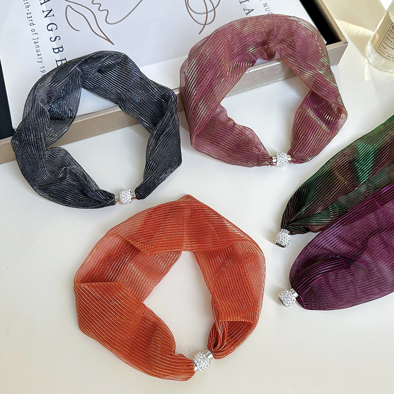 Moda de verano colorido bufandas de seda de absorción de cuello ocio de mujer ocio temperamento red bufandas cortas