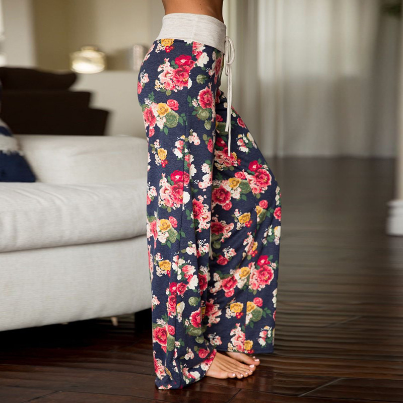 ebay Amazon WISH ストラップカジュアルパンツヨーロッパとアメリカのファッションルーズレースアップ迷彩プリントパンツ女性用|undefined