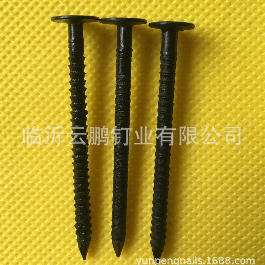 发黑环纹钉 规格型号3mmx50mm ,3.4x60mm,3.8x75mm 平帽