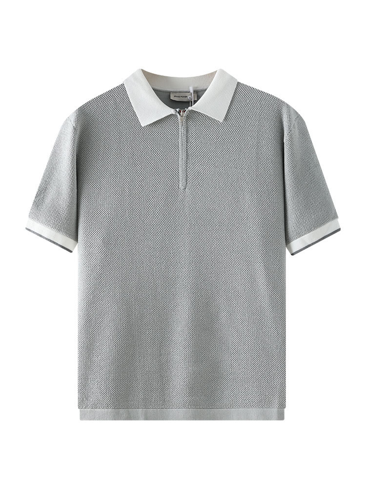 Hombres L viejo dinero helado camiseta de polo de punto hombre alto nivel de collar de color de choque de negocios casual camiseta de manga corta ropa de hombre