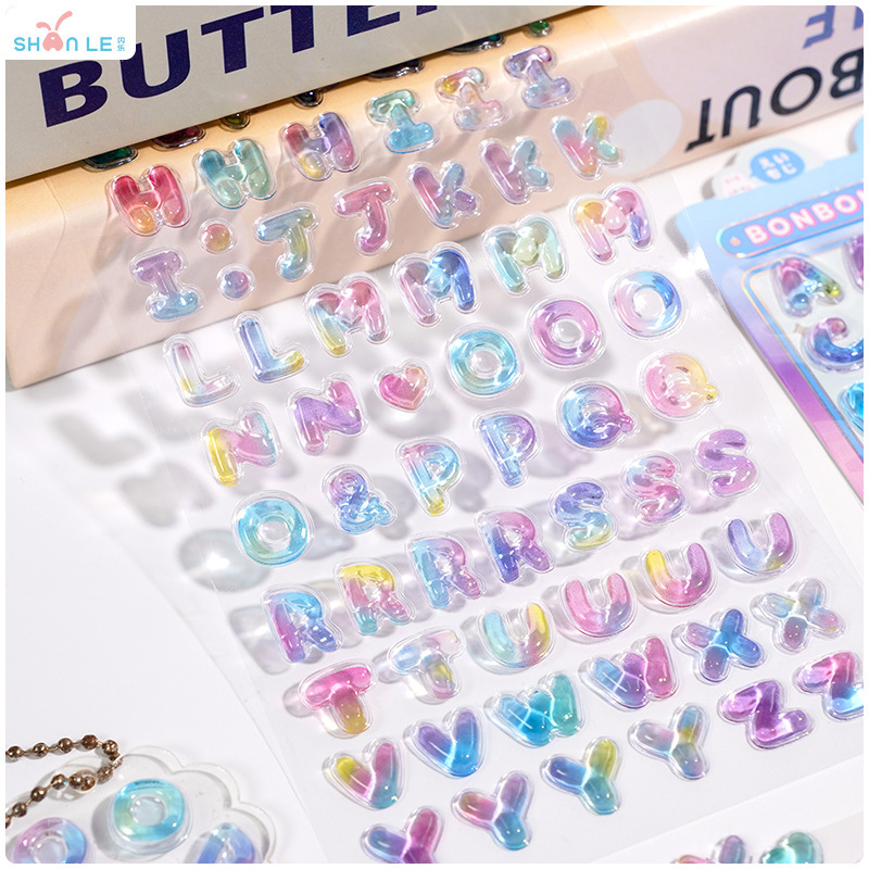 正規認定の新しい3D立体レリーフステッカー、小さな新鮮な文字、ドーパミンガカパターン、漫画のかわいいステッカー|undefined