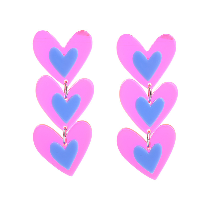 Moda Letra Forma De Corazón Arílico Barniz De Estufa Mujeres Pendientes De Gota 1 Par display picture 4