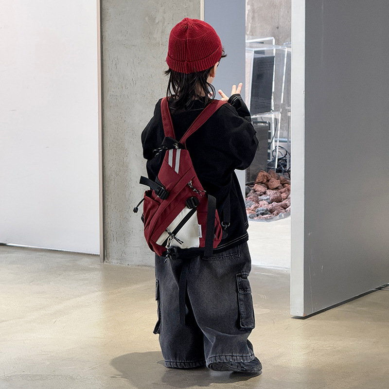 Bolsa de mochila coreana para niños y niñas, moda, bolso de pecho de gran capacidad para niños 2025, nuevo tipo de bolso para niños de doble uso