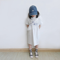 ANKRT 兩件套日系親子裝女童多種造型花邊配紗連衣裙兒童針織裙子