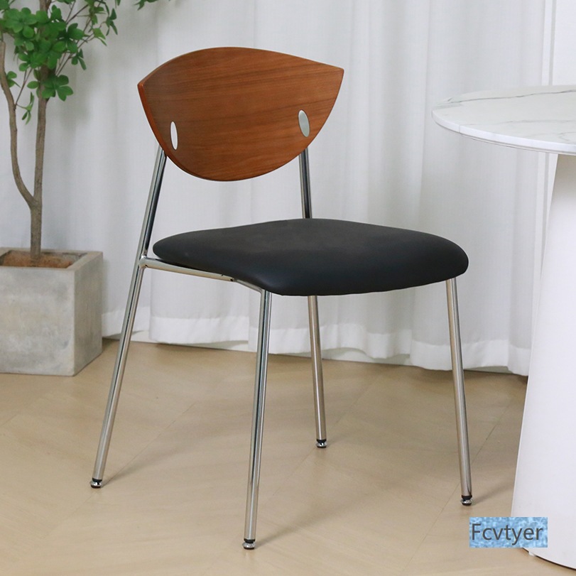 Vintage Wabi-Sabi Style Dining Chair with Solid Wood Backrest, Nordic Simple Retro Home Light Luxury Chair, High Internet Celebrity