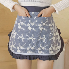 短い半身エプロン女性キッチン家庭用ピクニックファッション小清新文芸刺繍半カットウエスト工場卸売り