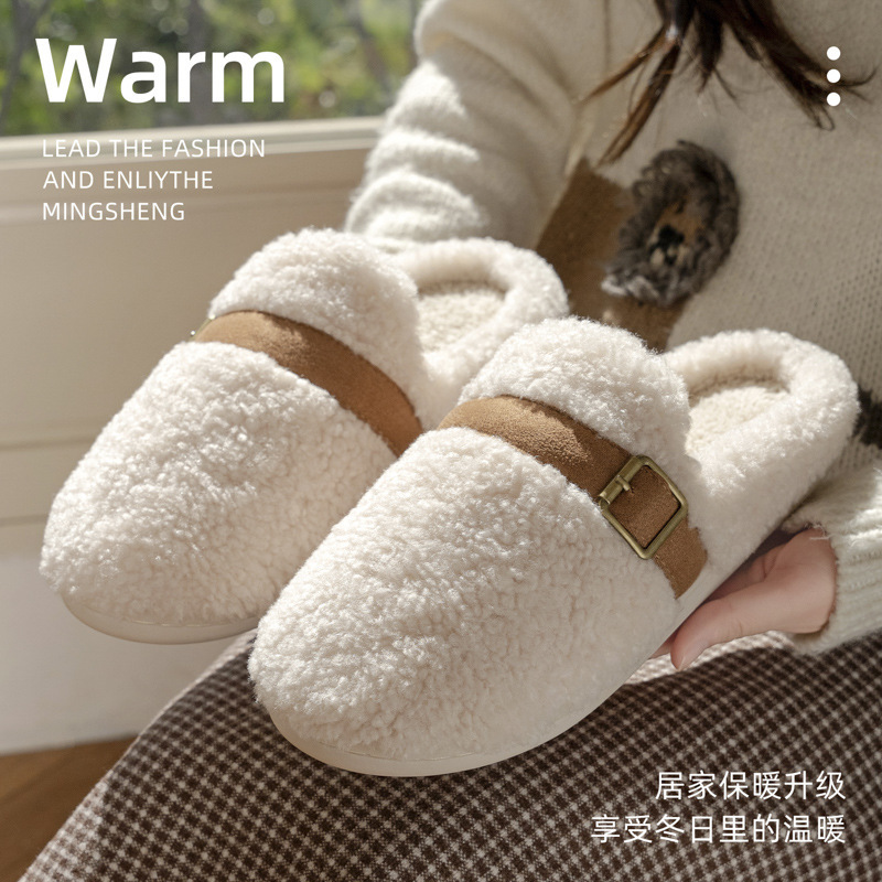 时尚百搭棉拖鞋女秋冬保暖防滑软底舒适情侣冬季居家室内月子鞋男|undefined