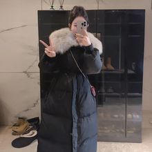 黑色棉服女中长款冬季新款收腰显瘦加厚保暖大毛领设计感棉衣外套