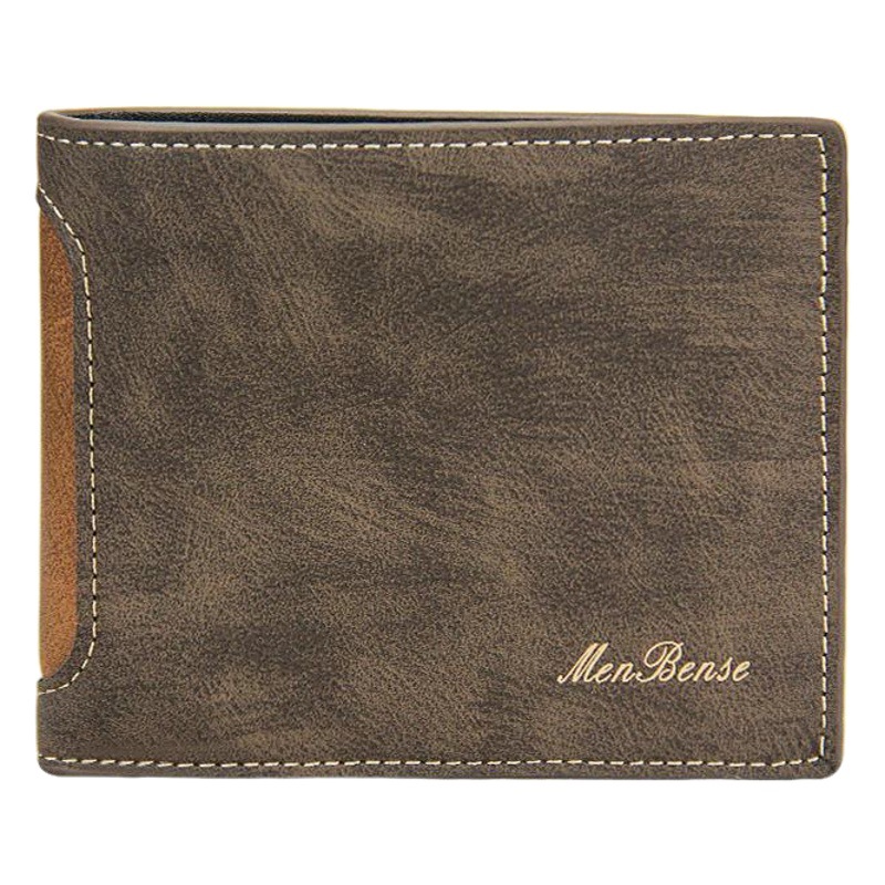 MenBense nueva cartera de los hombres de moda corta casual costura multi-Tarjeta tríptico bolso de los hombres de la cartera