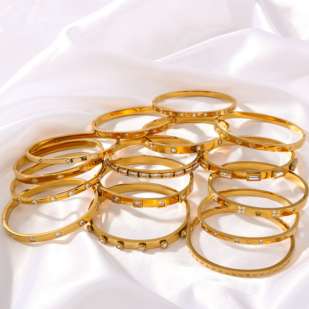 304 Stainless Steel Material IG Style Simple Style Geometric 304 Stainless Steel Bangle In Bulk