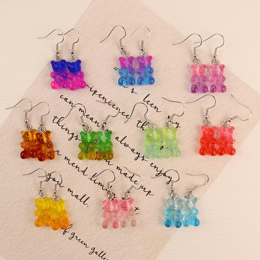 Cartoon Style Bear Resin Three-dimensional Women's Drop Earrings display picture 1