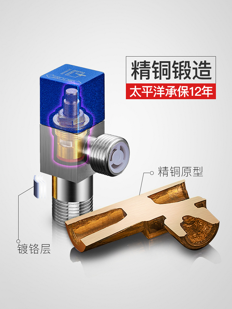 ZB6M批发角阀全铜加厚红蓝冷热水器三角阀陶瓷加长八字阀门止水开